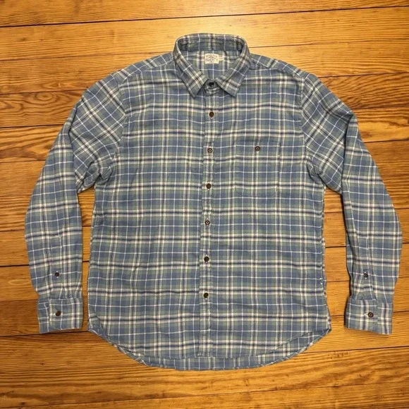 Faherty Shirt Men XL Blue Green Plaid Organic Cotton Flannel Button Summer Blend - Picture 2 of 10